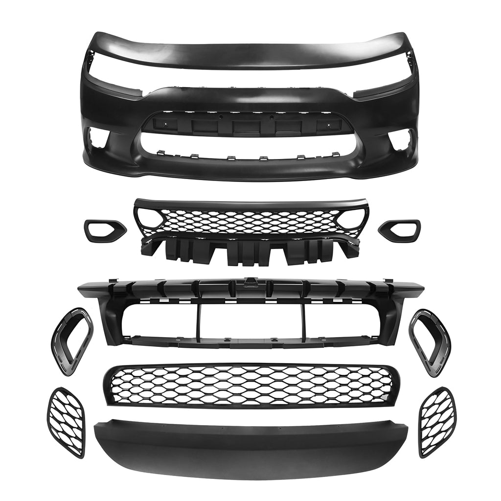 thumbnail image 2 of SBS Performance Front Splitter + Winglets + Support Rods – 2015-2023 Dodge Charger SRT Scat Pack Hellcat – Black ABS 2 of 6