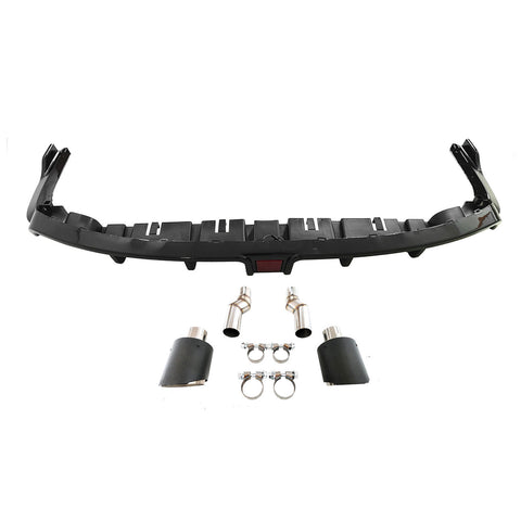22-24 Civic EX/Touring/Si Sedan 3PC Rear Diffuser W/LED+Dual Tip Gloss Black