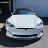 21-23 Tesla Model S V Style Front Bumper Spoiler - Carbon Fiber