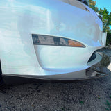 21-23 Tesla Model S Track Pack Style Front Bumper Lip - Carbon Fiber Print