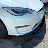 21-23 Tesla Model S Track Pack Style Front Bumper Lip - Gloss Black 3PC Kit