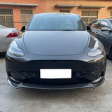 20-23 Tesla Y Track Pack Front Bumper Lip - 3PCS Carbon Fiber