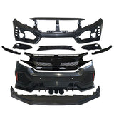 16-21 Honda Civic Sedan CTR Bumper + Lip +Grille Full Set Unpainted PP