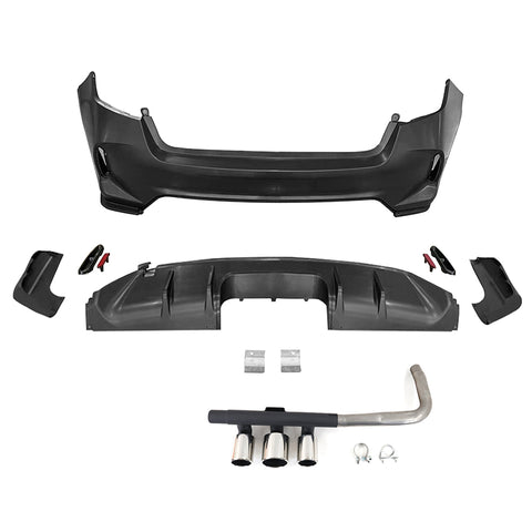 22-23 Honda Civic LX Sport Rear Bumper Type R Style +Diffuser +Exhaust Pipe