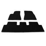 17-23 Tesla Model 3 Floor Mats Carpet Front Rear Nylon Black W/ White Border