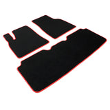 12-19 Tesla Model S Floor Mats Carpet Front Rear Nylon - Black W/ Red Border