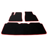 12-19 Tesla Model S Floor Mats Carpet Front Rear Nylon - Black W/ Red Border