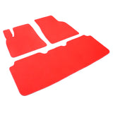 12-19 Tesla Model S Floor Mats Carpet Anti-Slip Front Rear Nylon - Red 3PCS