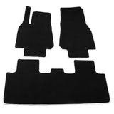 20-23 Tesla Model Y Floor Mats Carpet Front Rear - Nylon Black W/ White Border