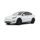 20-23 Tesla Model Y Floor Mats Carpet Front Rear - Nylon Black W/ White Border