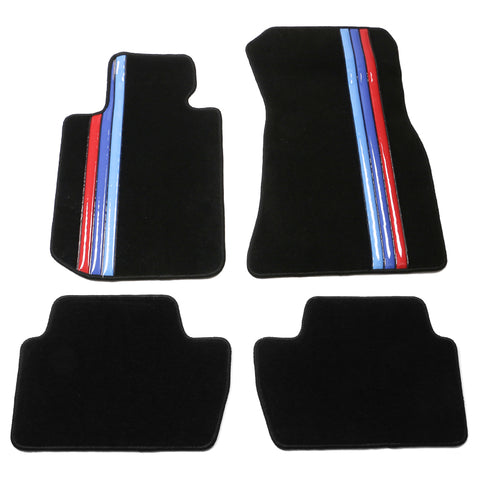22-23 BMW 2 Series 230i Anti-Slip Floor Mats Nylon Black W/3 Color Stripe