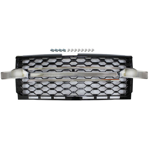 19-22 Chevy Silverado 1500 Chrome Gloss Black Front Bumper Hood Mesh Grille