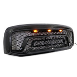 06-08 Dodge Ram 1500 2500 Front Upper Grille With Signal Lights - Gloss Black