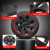 20-23 Tesla Model Y 19'' Cyclone Wheel Hubcaps Rim Covers Matte Black 4PCS