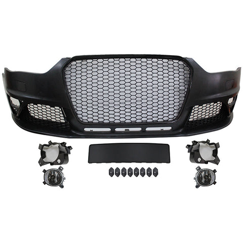 13-15 Audi A4 S4 RS4 Style Front Bumper Conversion with Black Grille