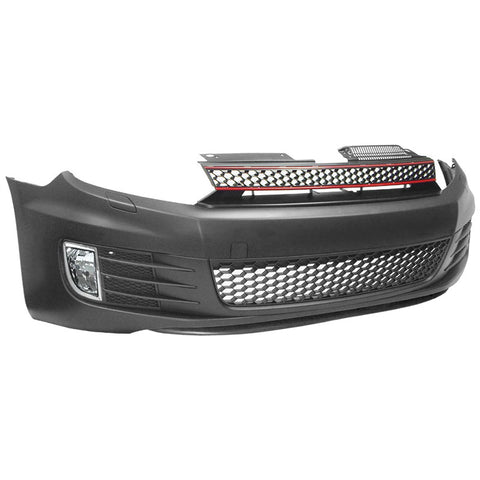 10-14 Volkswagen Golf 6 Front Bumper with Fog Lamp + Mesh Grill Red Trim w/o logo base