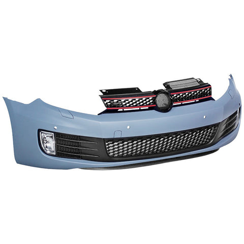 10-14 Volkswagen Golf 6 Front Bumper with Fog Lamp + Mesh Grill Red Trim