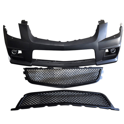 08-13 Cadillac CTS Front Bumper CTS-V Style with Black Upper and Lower Grilles