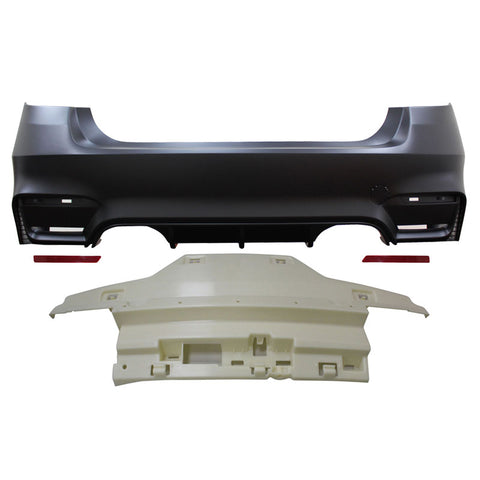 12-18 BMW F30 M3 M4 Style Rear Bumper Cover Diffuser Twin Muffler