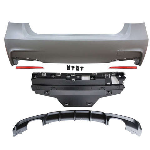12-18 BMW F30 MP Style Rear Bumper with Diffuser Twin Outlet Twin Muffler (oo---oo)