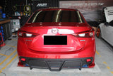 14-16 Mazda 3 4Dr Rear Bumper Conversion KS Style with Red LED Lights
