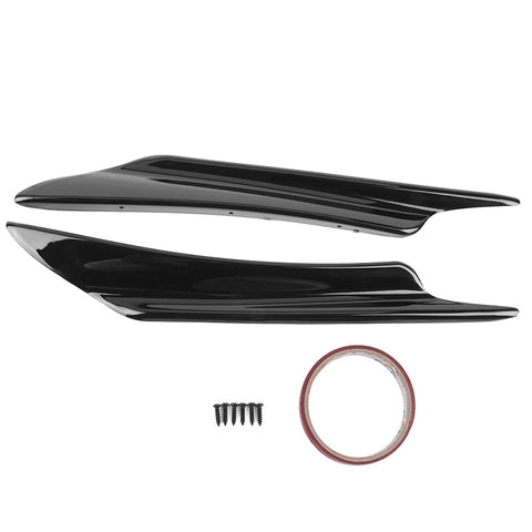 Universal Front Bumper Lip Canards Splitters 2Pc V1 A Style 40CM - Glossy Black