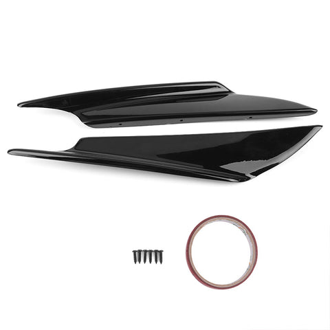 Universal Front Bumper Lip Canards Splitters 2Pc V1 B Style 36CM - Glossy Black