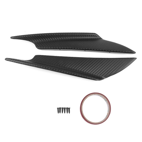 Universal Front Bumper Lip Canards Splitters 2Pc V1 B Style 36CM - Carbon Texture