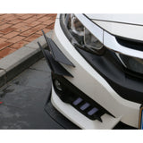 Universal Front Bumper Lip Canards Splitters 2Pc V1 B Style 36CM - Carbon Texture