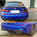 19-22 BMW G20 330i M Sport Rear Diffuser Spoiler Lip (O---O) - Carbon Fiber Print