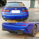 19-20 BMW 3 Series G20 330i M Sport Rear Diffuser Spoiler (O---O) - Gloss Black PP