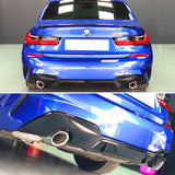 19-20 G20 330i M Sport Dual Single Exhaust Rear Lip Diffuser (O---O) - Gloss Black PP