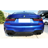 19-20 BMW G20 330i M-Tech M Sport Quad Exhaust Rear Lip Diffuser (OO---OO) - Matte Black