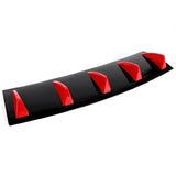 23" x6" V1 Style Universal Rear Bumper Lip Diffuser - 5 Fins Gloss Black Red Fin