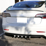 23" x6" V1 Style Universal Rear Bumper Lip Diffuser - 5 Fins Gloss Black White Fin