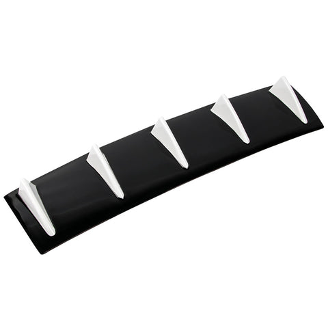 23" x6" V1 Style Universal Rear Bumper Lip Diffuser - 5 Fins Gloss Black White Fin