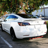 33" x6" V1 Style Universal Rear Bumper Lip Diffuser - 7 Fins Gloss Black Red Fin