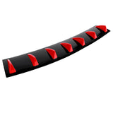 33" x6" V1 Style Universal Rear Bumper Lip Diffuser - 7 Fins Gloss Black Red Fin