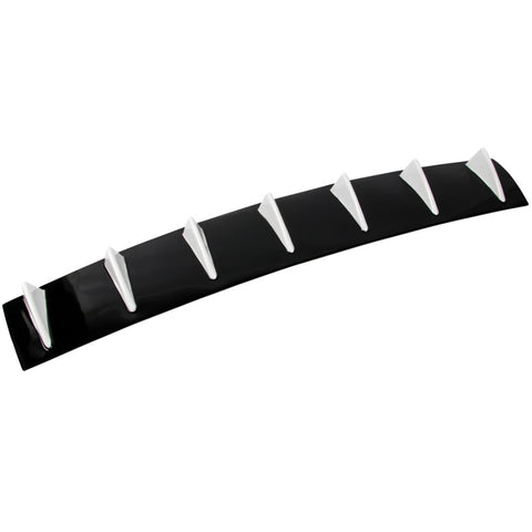 33" x6" V1 Style Universal Rear Bumper Lip Diffuser - 7 Fins Gloss Black White Fin