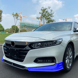 18-21 Honda Accord Front Bumper Lip Chin Spoiler - 3PC Gloss Black & Blue PP