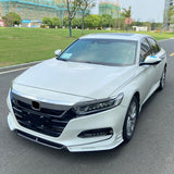18-21 Honda Accord Front Bumper Lip Chin Spoiler - 3PC Gloss Black & White PP