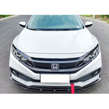 19-20 Honda Civic IK V3 Style Front Bumper Lip Spoiler 2PC - Matte Black