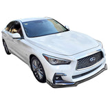 18-22 Infiniti Q50 Sport Front Bumper Lip Spoiler - Carbon Fiber Print PP 3PC
