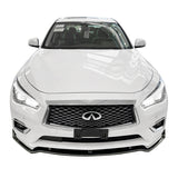 18-22 Infiniti Q50 Sport Front Bumper Lip Chin Spoiler - Gloss Black PP 3PC
