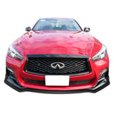 18-22 Infiniti Q50 Sport Front Bumper Lip Chin Spoiler - Matte Black PP 3PC