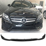 15-18 Mercedes-Benz C-Class W205 Sport Front Bumper Lip Spoiler Black - PP