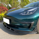 17-23 Tesla Model 3 Front Bumper Lip Spoiler 4PC - Carbon Fiber Print
