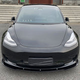 17-23 Tesla Model 3 Sedan IK Style Front Bumper Lip - Gloss Black 3PCS PP