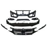 16-21 Honda Civic Sedan Coupe Type-R Front Bumper + Grille + Lip Gloss Black