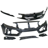 16-21 Honda Civic Sedan Coupe Type-R Front Bumper + Grille + Lip Gloss Black